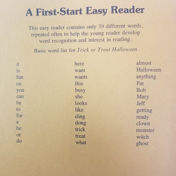 Trick or Treat Halloween by Sharon Peters (1980, PB, A First-Start Easy Reader) - Picture 4 of 15